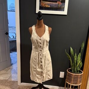 Prana Cream Button-Front Mini Dress